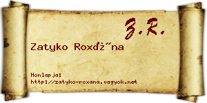 Zatyko Roxána névjegykártya